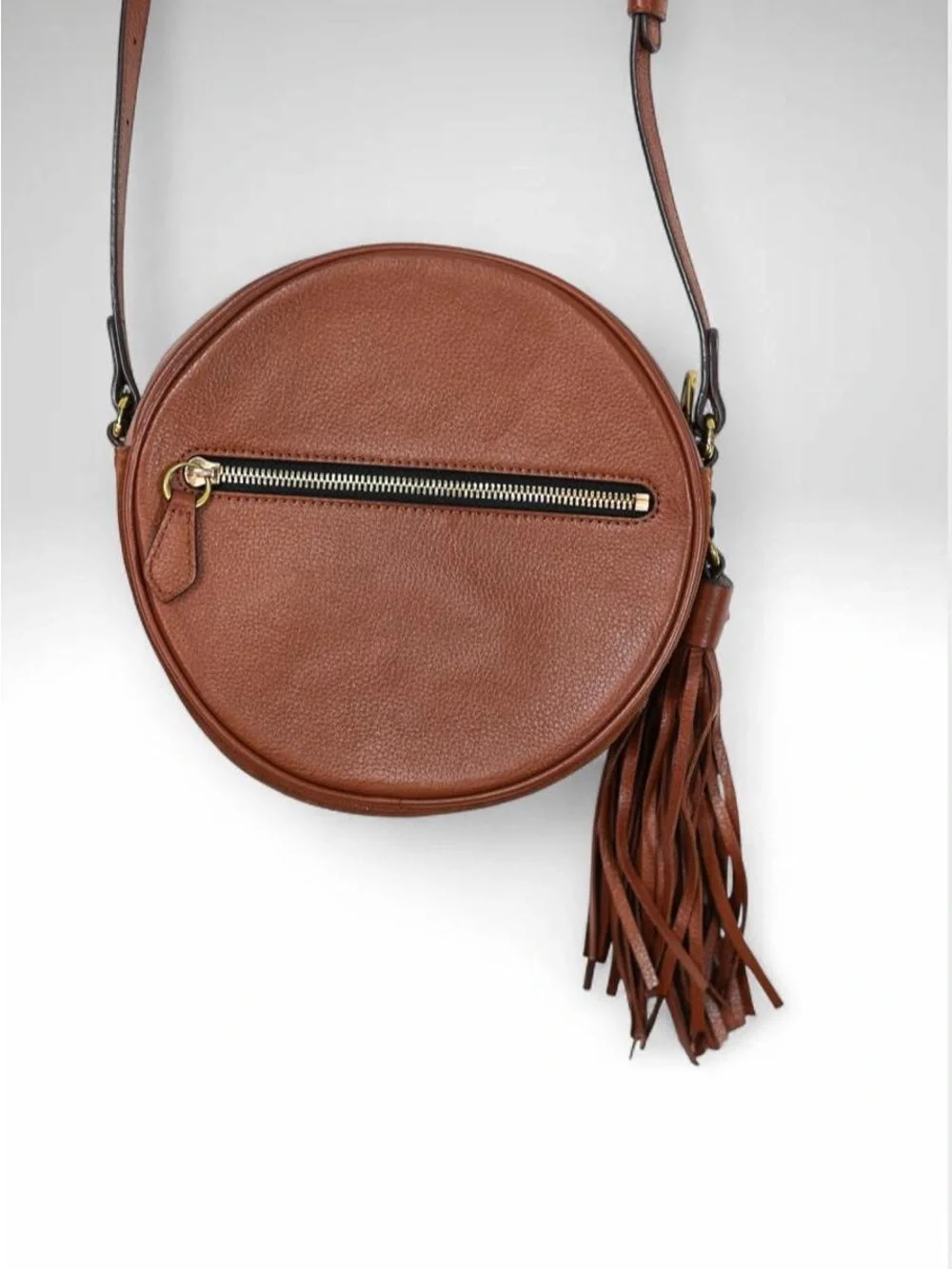 Oryany Kailee Suede Leather Canteen Crossbody Bag Brown Tassel Boho